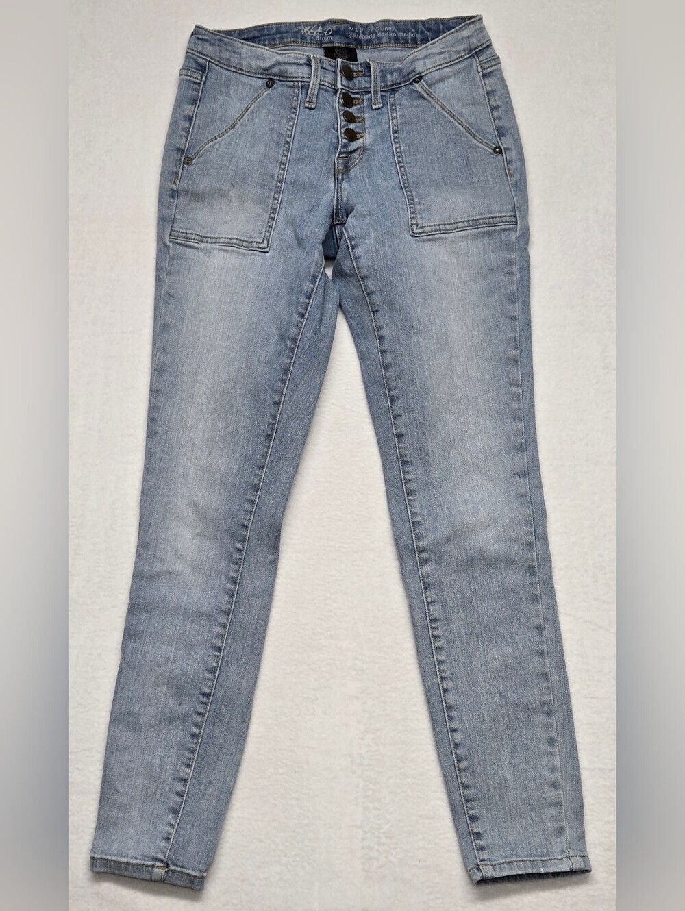 Mossimo 0 Reg 25 Button Fly Jeans Mid Rise Skinny Stretch